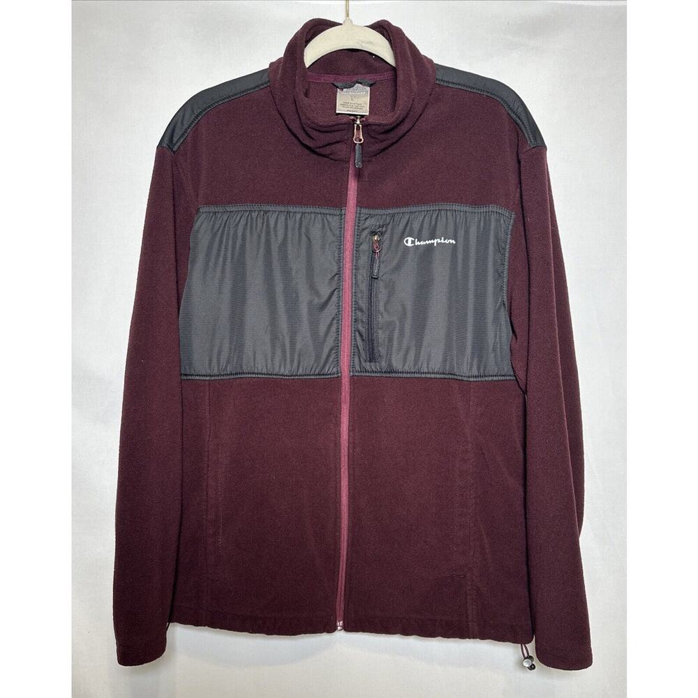Champion Performance Men’s Maroon & Black Zip Up Fleece Jacket Size Large